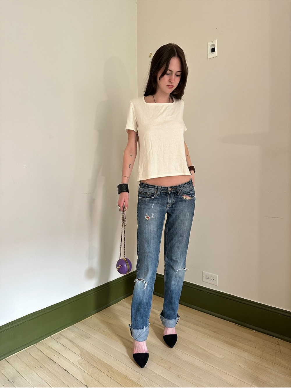 The Row White Cropped Cotton Tee